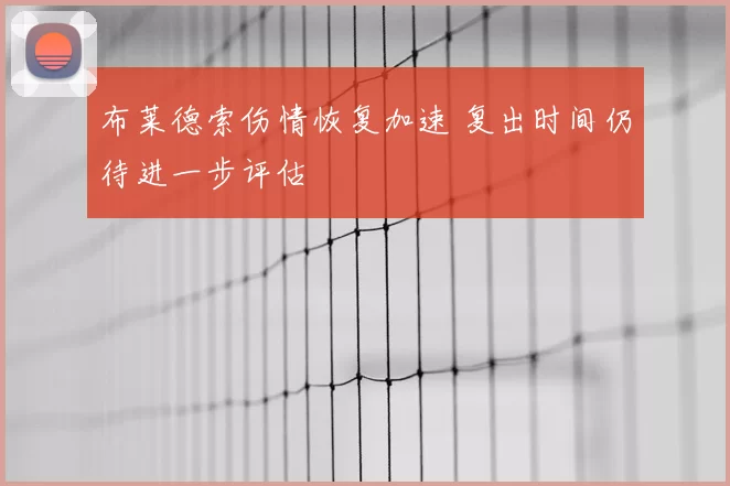布莱德索伤情恢复加速 复出时间仍待进一步评估